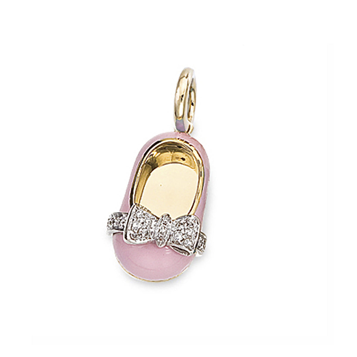 18K Yellow Gold & Pink Diamond Bow Shoe Charm – AB CORP