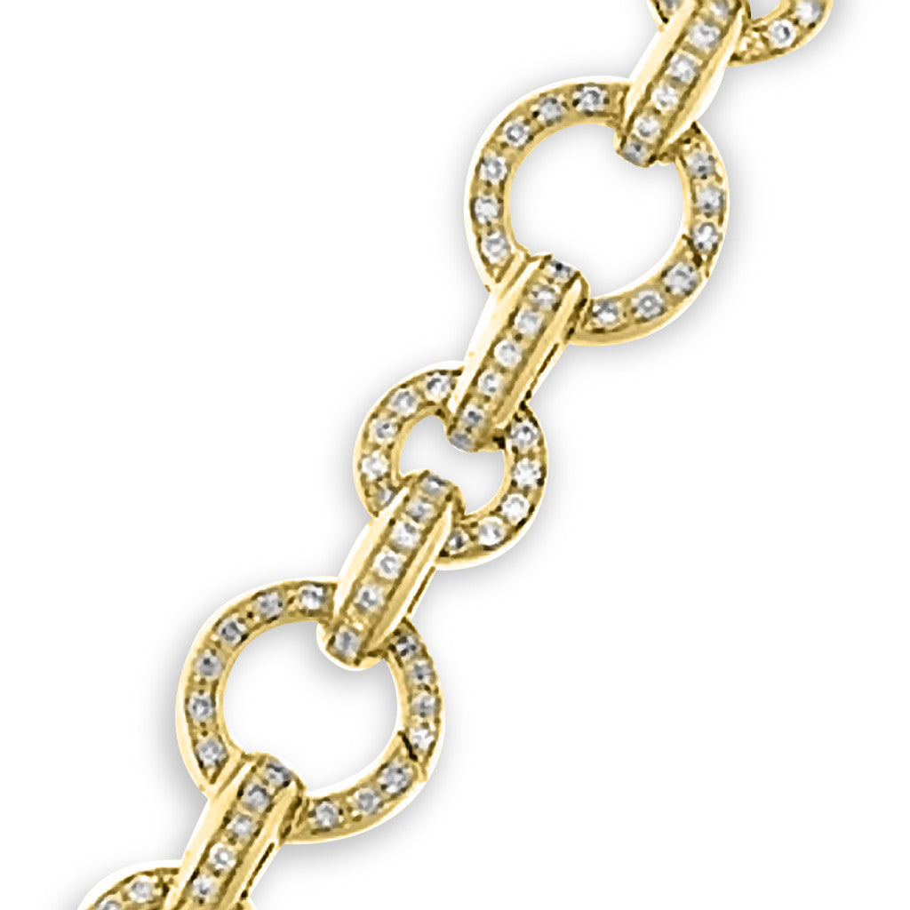 Large Pave Diamond Chain Link Bracelet, Yellow Gold