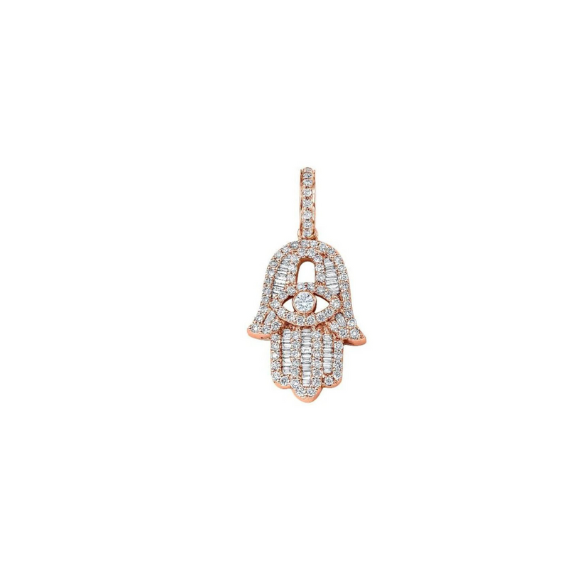 Baguette Diamond Small Hamsa in Rose Gold