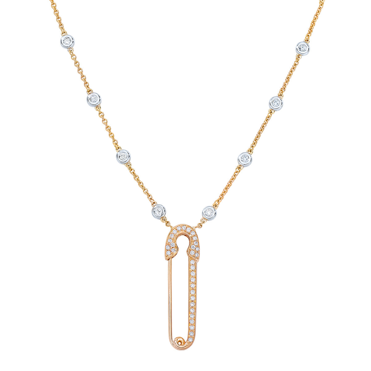 Safety pin deals diamond necklace