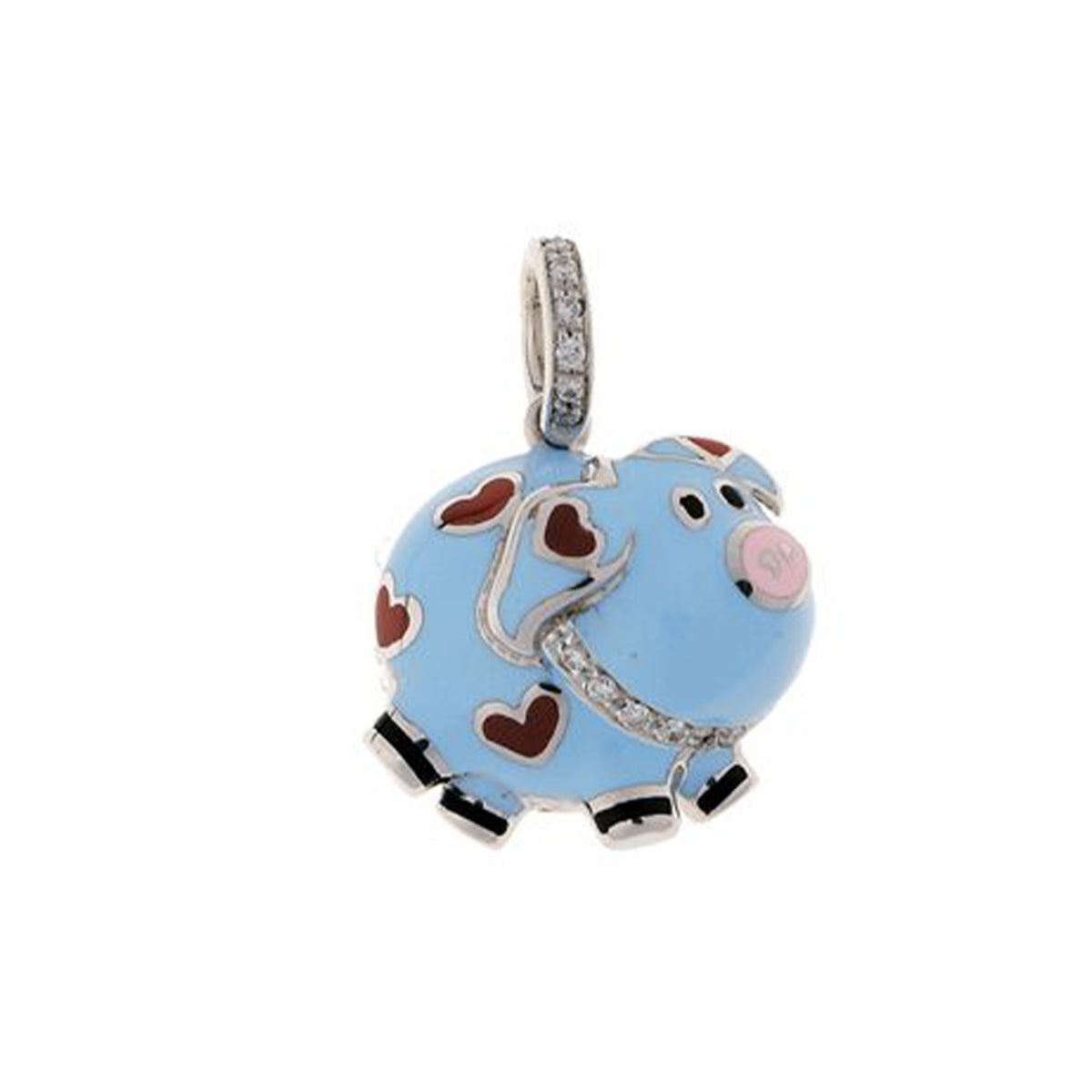 Pig Charm with Hearts & Diamond Collar – AB CORP