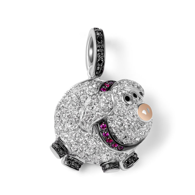 Diamond & Ruby Pig Charm