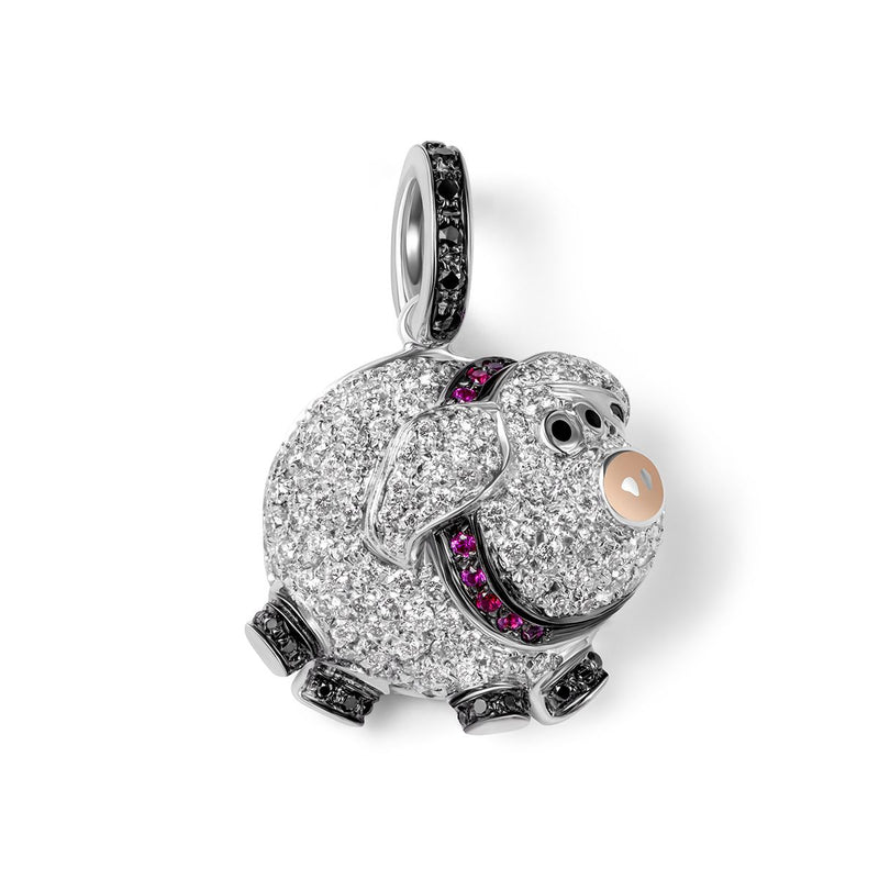 Diamond & Ruby Pig Charm