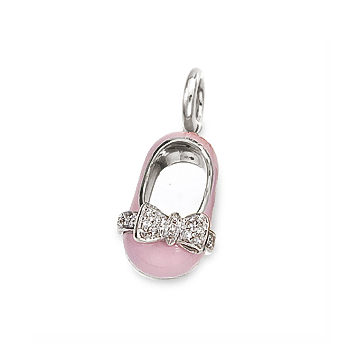 18K White Gold & Pink Diamond Bow Shoe Charm – AB CORP