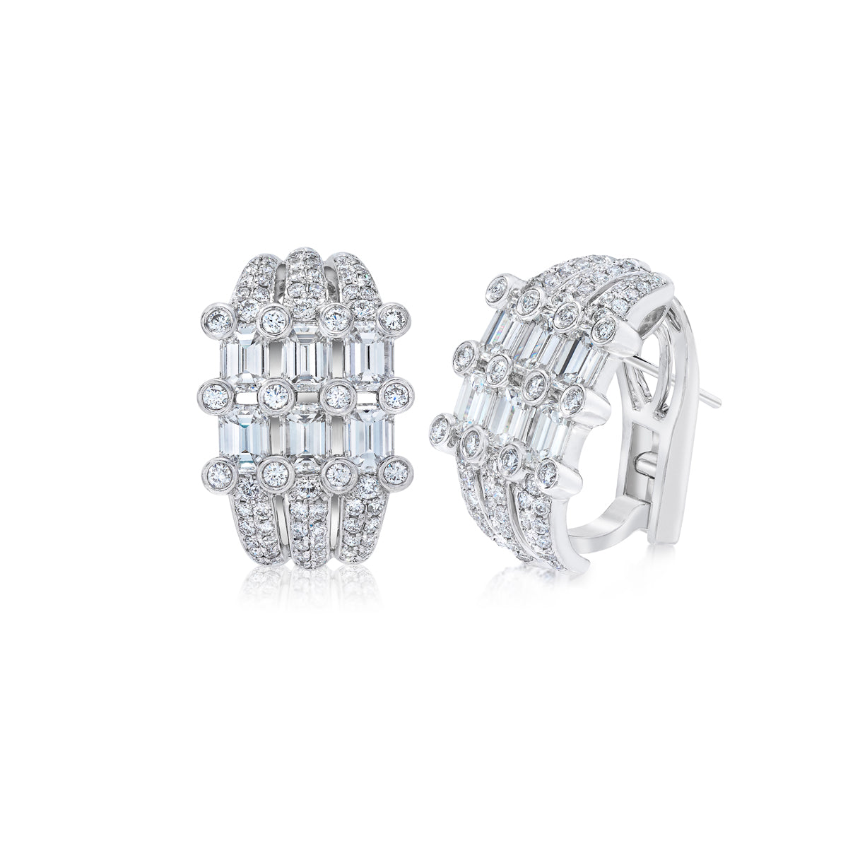 Emerald cut diamond sales earrings platinum