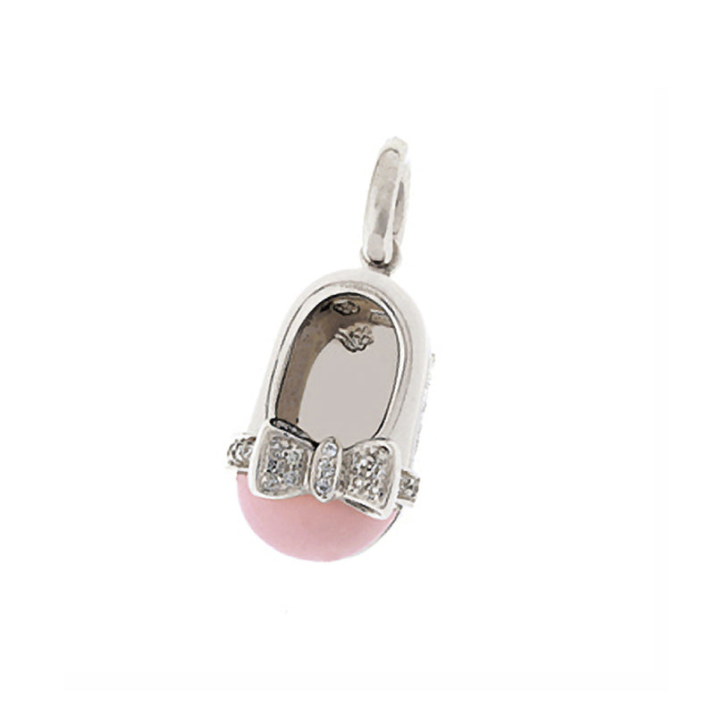 18K White Gold Pink/White Diamond Bow Shoe Charm - Pre Order – AB CORP