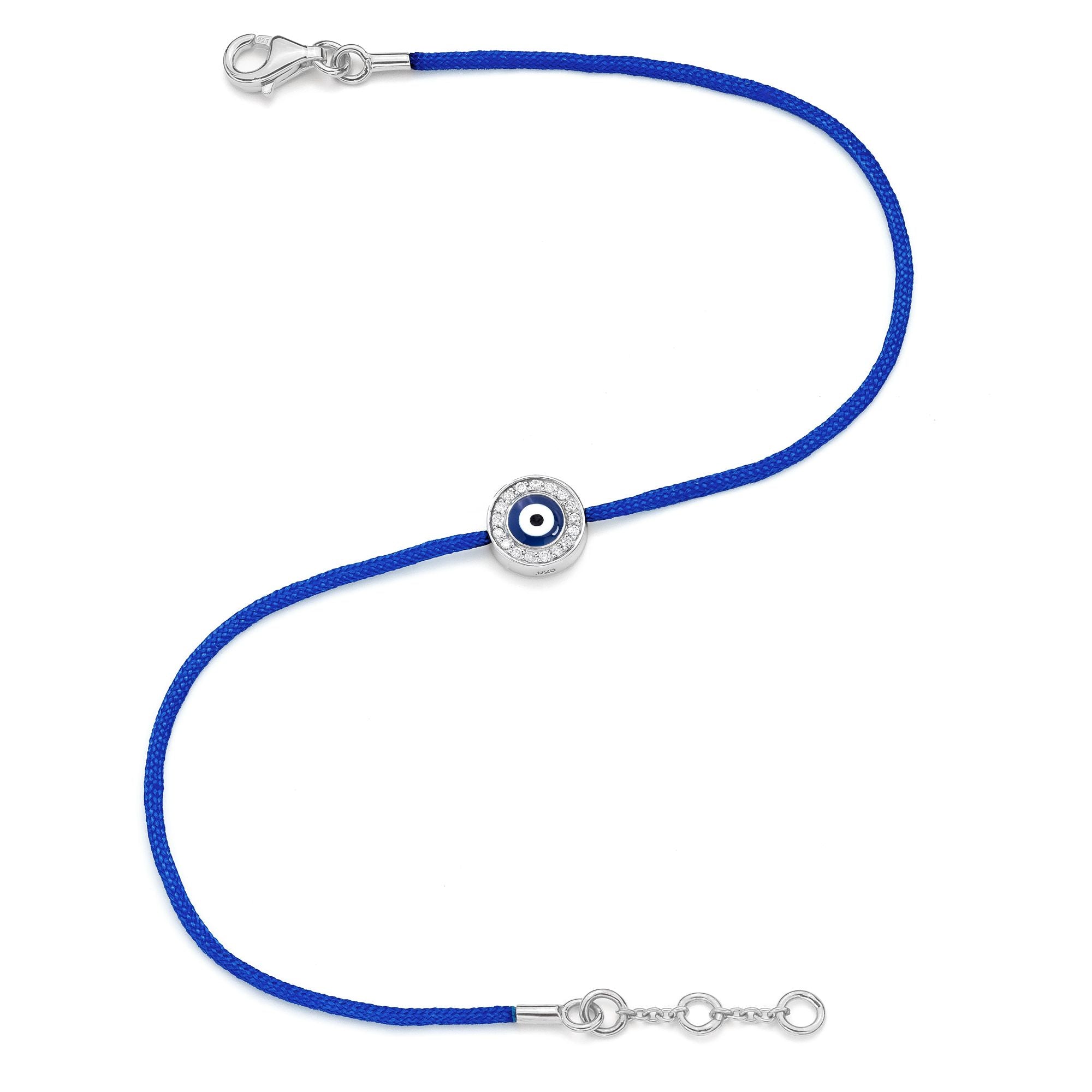 White Gold Vermeil Diamond Women s Navy Blue Evil Eye on Navy Blue C AB CORP