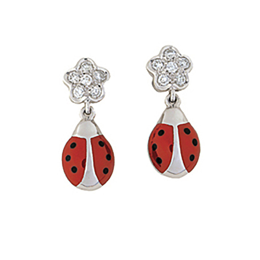 Black & White Diamond Ladybug Stud Earrings 1/6 ct tw Round-cut Sterling  Silver | Kay